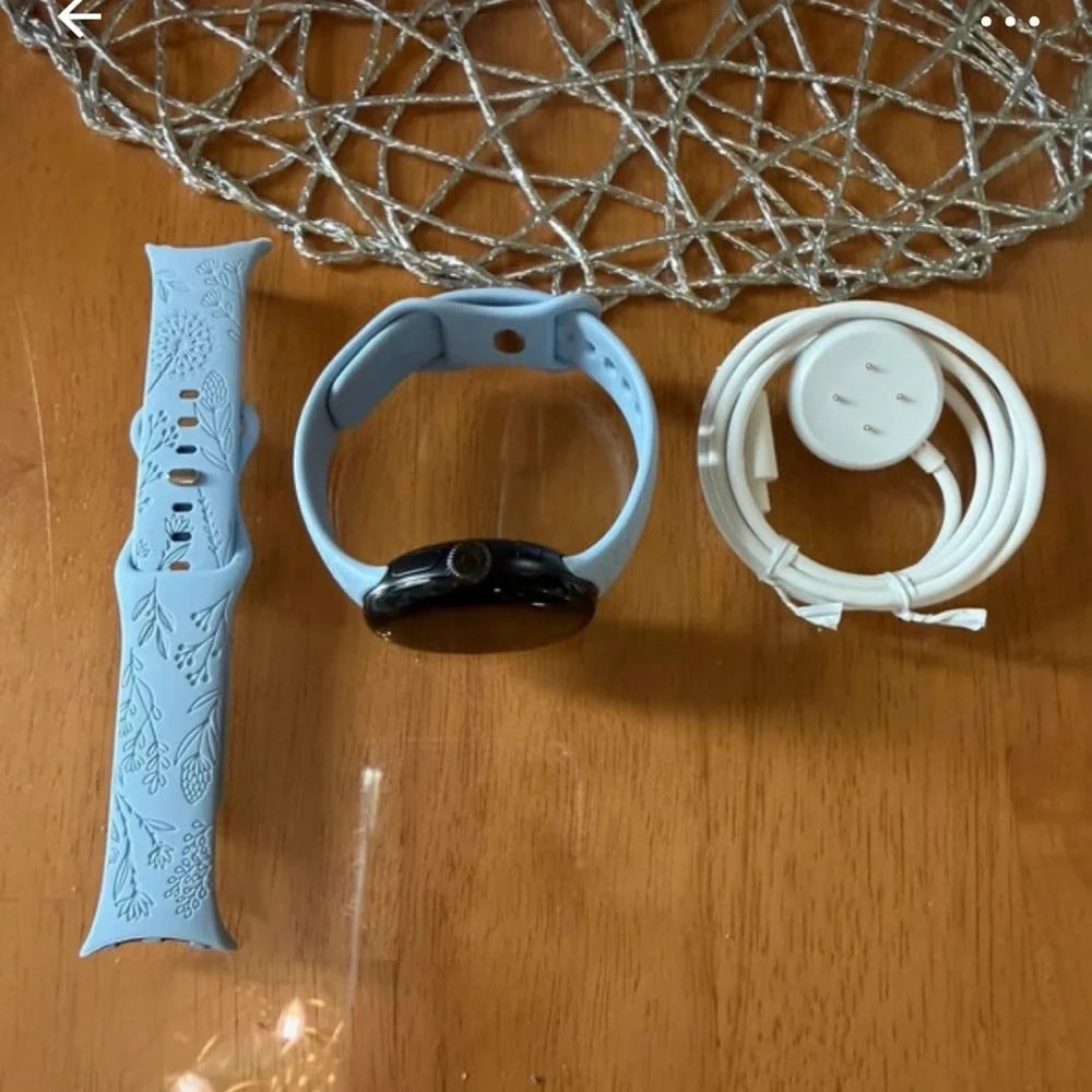 Google Smartwatch with Light Blue Bands